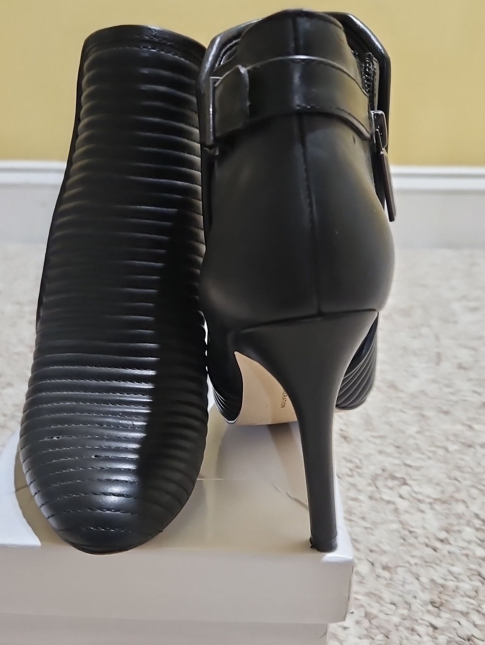 BCBGeneration Black Ribbed Stiletto Ankle Booties